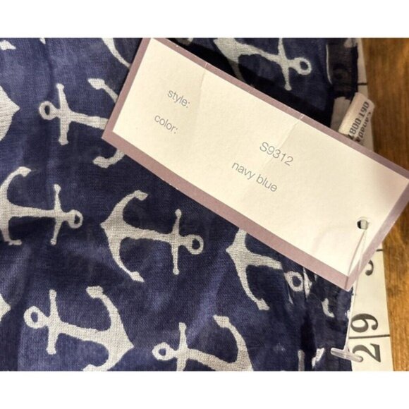 Lifestyle Taleen Anchor Print Scarf With Tassels Navy & White - Picture 7 of 9